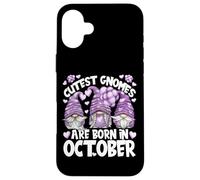Born In October Design For Women Cute Purple Birthday Gnomes Carcasa para iPhone 16 Plus