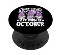 Born In October Design For Women Cute Purple Birthday Gnomes PopSockets PopGrip Adhesivo