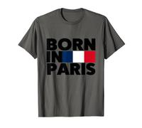 Born In Paris France French Flag Color Block Typography Camiseta