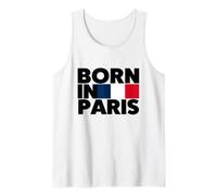 Born In Paris France French Flag Color Block Typography Camiseta sin Mangas