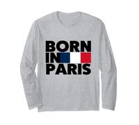 Born In Paris France French Flag Color Block Typography Manga Larga