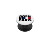 Born In Paris France French Flag Color Block Typography PopSockets PopGrip Adhesivo