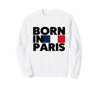 Born In Paris France French Flag Color Block Typography Sudadera