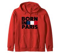 Born In Paris France French Flag Color Block Typography Sudadera con Capucha