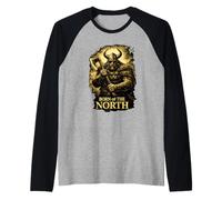Born of The North Guerrero Vikingo Diseño Nórdico Hombre Camiseta Manga Raglan