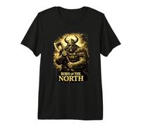 Born of The North Guerrero Vikingo Diseño Nórdico Hombre Camiseta Premium