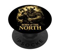 Born of The North Guerrero Vikingo Diseño Nórdico Hombre PopSockets PopGrip Adhesivo