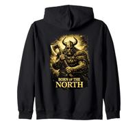 Born of The North Guerrero Vikingo Diseño Nórdico Hombre Sudadera con Capucha