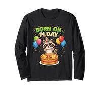 Born on Pi Day 3.14 Birthday Racoon Manga Larga