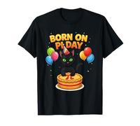 Born on Pi Day 3.14 Black Cat Birthday Camiseta