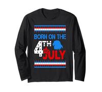 Born On The 4th of July American Patriotic Independence Day Manga Larga