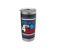 Born On The 4th Of July American Patriotic Independence Day Vaso térmico de acero inoxidable de doble pared