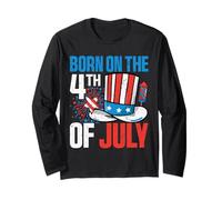 Born On The 4th of July Kids Happy 4th of July For Men Women Manga Larga