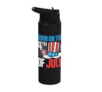 Born On The 4th Of July Kids Happy 4th Of July For Men Women Stainless Steel Insulated Water Bottle