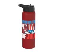 Born On The 4th Of July Kids Happy 4th Of July For Men Women Stainless Steel Insulated Water Bottle