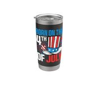 Born On The 4th Of July Kids Happy 4th Of July For Men Women Vaso térmico de acero inoxidable de doble pared