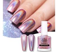 BORN PRETTY 6ML Esmalte Uñas Rosa Holográfico Brillante Esmalte de Uñas Glitter Normal Purpurina Pintauñas Normales Esmaltes de Uñas Nail Polish