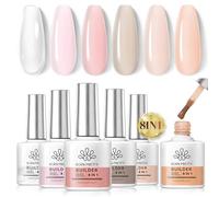 Born Pretty Builder Gel para uñas 8 en 1, 6 colores rosa nude blanco transparente Gel para la construcción y el refuerzo de las uñas, cápsulas y extensiones U V LED Uñas fuertes y resistentes