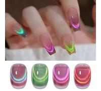 Born Pretty Cat Magnetic Eye Gel Firefly Aurora - Esmalte de uñas verde rosa violeta vítreo brillante magnético gel esmalte de uñas DIY en casa 2 unidades