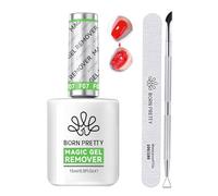 Born Pretty Eliminador de esmalte de uñas UV - 15 ml Hema y TPO Free - Eliminador de uñas de gel UV - Juego con lima de uñas y empujador de cutículas Nail Polish Magic Remover en 3 - 5 minutos
