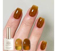 Born Pretty Esmalte de uñas UV Jelly Brown Gel Esmalte de uñas Transparente Amber Brown Otoño Invierno Natural UV LED Soak Off Manicura Gel Lacquer Varnish