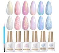 Born Pretty Esmaltes Semipermanentes para Uñas Perla Aurora Iridiscente Sirena Pintauñas Semipermanentes Concha Remolino Efecto Hilo Gel Nail Polish