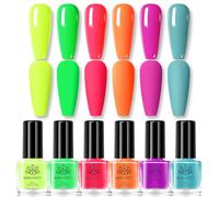 Born Pretty Juego de esmalte de uñas de secado rápido, amarillo neón, verde neón, rojo neón, amarillo neón, azul claro, verde, esmalte de uñas sin lámpara UV, primavera y verano