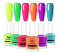 Born Pretty Juego de esmalte de uñas de secado rápido, neón, brillante, rosa, naranja, amarillo, verde, azul, violeta, esmalte de uñas, sin lámpara UV, primavera y verano