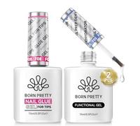 Born Pretty Kit 6 en 1 para Uñas: Deshidratador, Pegamento, Gel Base, Top Coat, Gel de Construcción y Refuerzo