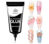 Born Pretty Pegamento para uñas con pedrería, pegamento fuerte para uñas postizas, adhesivo en gel superfuerte para uñas con purpurina