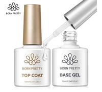 BORN PRETTY Super Top Coat y Base Gel, Esmalte de Uñas para Gel, Barniz Semipermanente, Top Coat de Goma, 10 ml, Suministros para Uñas A Matte Top Coat