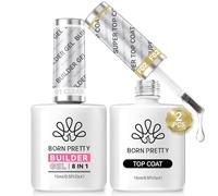 Born Pretty Top Coat Semipermanente y Builder Gel Kit 8 en 1 Constructor de Uñas Rápido Transparente para Uñas de Extensión Gel Pegamento