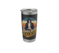 Born To Be Hacker - Código Informático Geek Programación Vaso térmico de acero inoxidable de doble pared