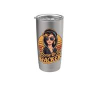 Born To Be Hacker - Código Informático Geek Programación Vaso térmico de acero inoxidable de doble pared