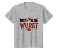 Born To Be Wurst: On My Wurst Comportamiento Funny Foodie Camiseta, Niños, Gris Jaspeado, 3 años