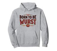 Born To Be Wurst: On My Wurst Comportamiento Funny Foodie Sudadera con Capucha, Unisex para Adultos, Gris Jaspeado, XL