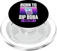 Born To Beber Boba Since 1984 Bubble Tea Theme Birthday Year PopSockets PopGrip para MagSafe