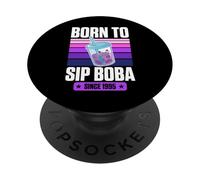 Born To Beber Boba Since 1995 Bubble Tea Theme Birthday Year PopSockets PopGrip Adhesivo