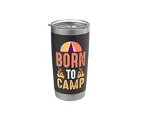 Born To Camp Camping Hiking Camper Adventure Nature Lover Vaso térmico de acero inoxidable de doble pared