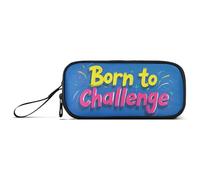 Born to Challenge - Estuche de nailon para lápices, suministros escolares, gran capacidad, estuche de malla para lápices, artículos de papelería para niños preparados