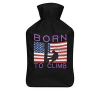 Born to Climb Lineman Botella de agua de goma con cubierta de felpa suave, bolsa de agua caliente para invierno, manos y pies, protección contra el frío, 1000 ml