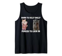 Born To Dilly Dally Forzed To Lock In Cute Cat Funny Meme Camiseta sin Mangas