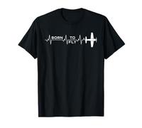 Born To Fly Heartbeat - Línea de pulso ECG para pilotos Camiseta