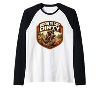 Born To Get Dirty Dirt Bike Rider Dueño Amante Motocross Niños Camiseta Manga Raglan