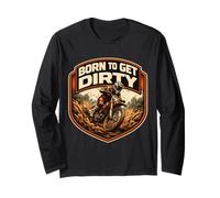 Born To Get Dirty Dirt Bike Rider Dueño Amante Motocross Niños Manga Larga