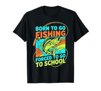 Born To Go Fishing Forced To Go To School Youth Boys Kids Camiseta