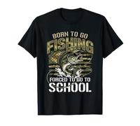 Born To Go Fishing Forced To Go To School Youth Boys Kids Camiseta