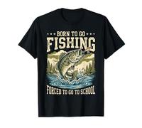 Born To Go Fishing Forced To Go To School Youth Boys Kids Camiseta