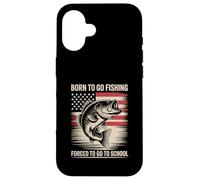 Born To Go Pesca Bass Fish Fisherman Boy Kid Funny Fishing Carcasa para iPhone 16