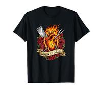 Born to Grill - Tatuaje Tradicional con Forma de corazón Pitmaster Camiseta